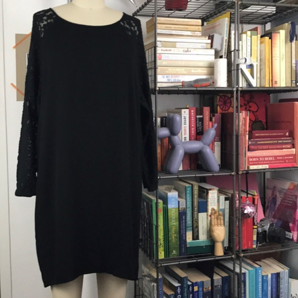 French Connection Sheer Lace Shift Dress Shoulder